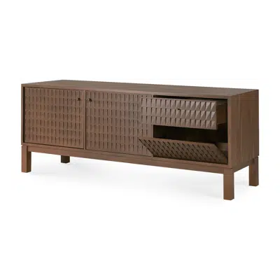 Image for Sono TV cupboard - varnished teak - Light Brown - 2 doors - 1 flip-down door - 1 drawer 160x45x60 cm