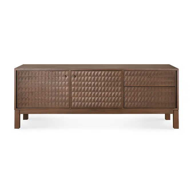 Sono TV cupboard - varnished teak - Light Brown - 2 doors - 1 flip-down door - 1 drawer 160x45x60 cm