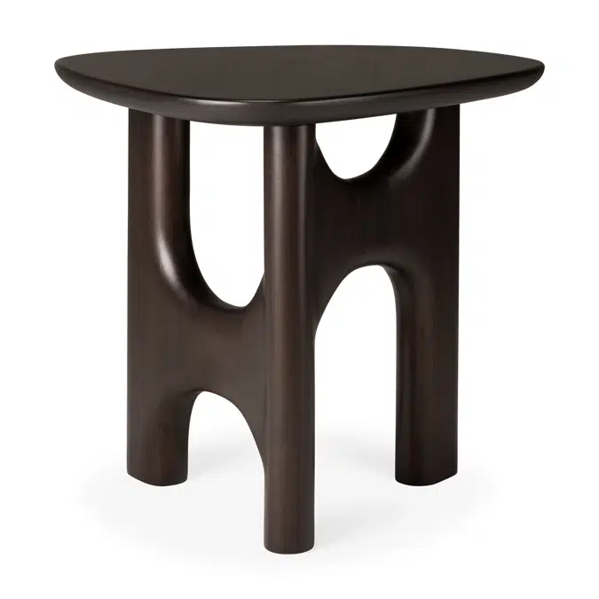 Flow side table - varnished mahogany - rose brown - pebble shape 54x50x46 cm