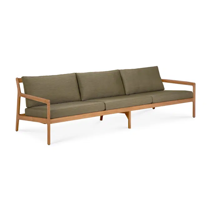 Jack outdoor sofa - teak - Green fabric - 3+ seater - 265 x 90 x 74 cm