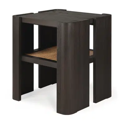 Image for Panel side table - varnished teak - dark brown - rattan Roasted - square - 45x45x50 cm