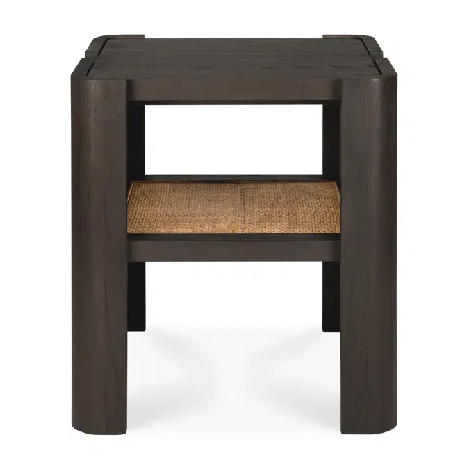 Panel side table - varnished teak - dark brown - rattan Roasted - square - 45x45x50 cm