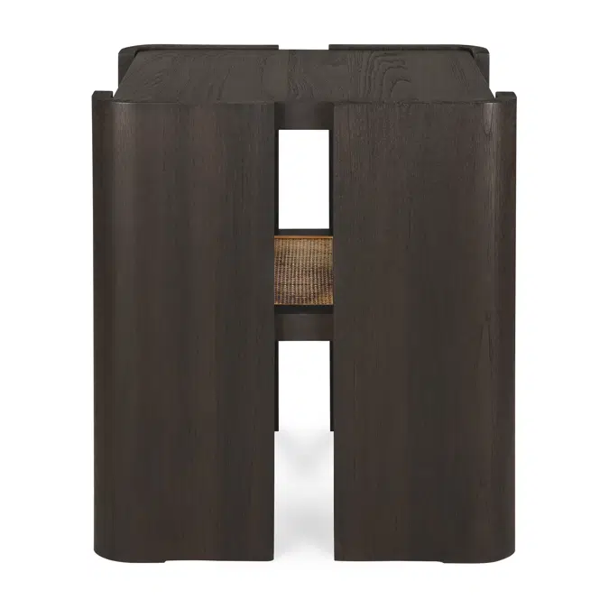 Panel side table - varnished teak - dark brown - rattan Roasted - square - 45x45x50 cm