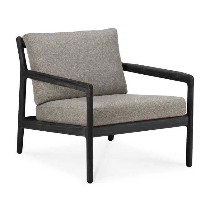 Jack outdoor lounge chair - varnished teak - black - Mocha fabric - 76x90x74 cm
