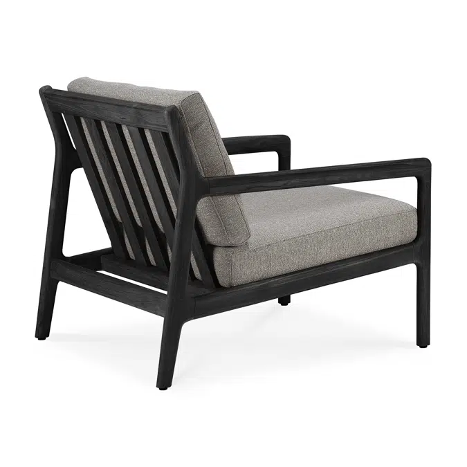 Jack outdoor lounge chair - varnished teak - black - Mocha fabric - 76x90x74 cm