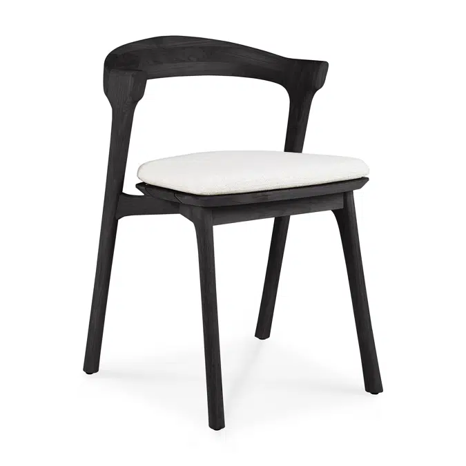 Bok outdoor chair - varnished teak - black - Off White fabric - 50x54x76 cm
