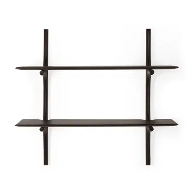 PI wall shelf - varnished mahogany - dark brown - 2 shelves - 100x35x91 cm 이미지