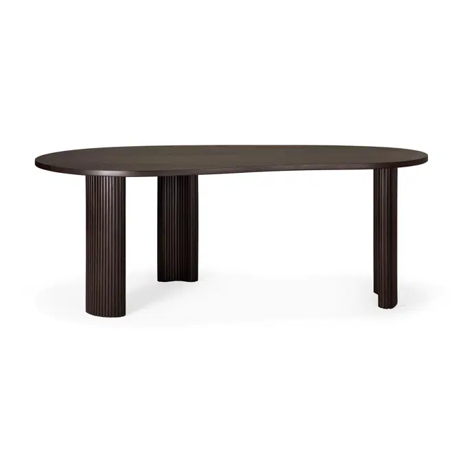 Boomerang desk - varnished mahogany - dark brown - pebble shape - 200x100x76 cm