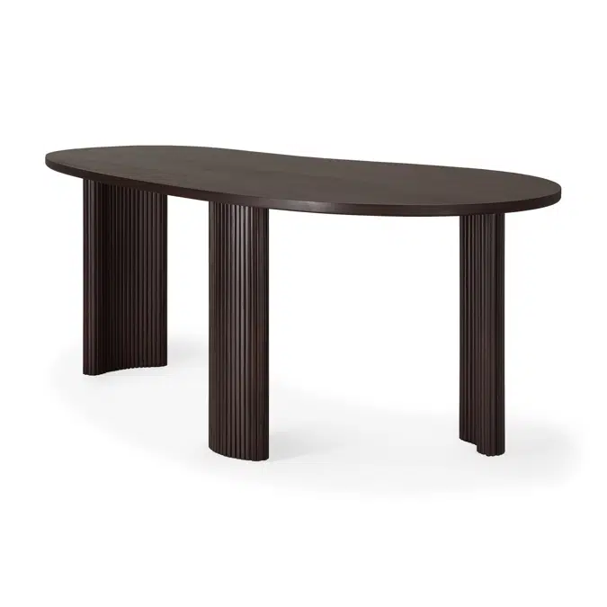 Boomerang desk - varnished mahogany - dark brown - pebble shape - 200x100x76 cm