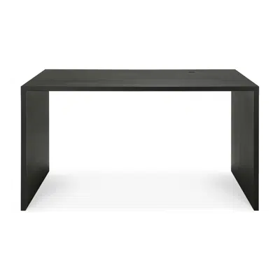 Image for U desk - varnished oak - black - rectangular - with cable management - 140x70x76 cm