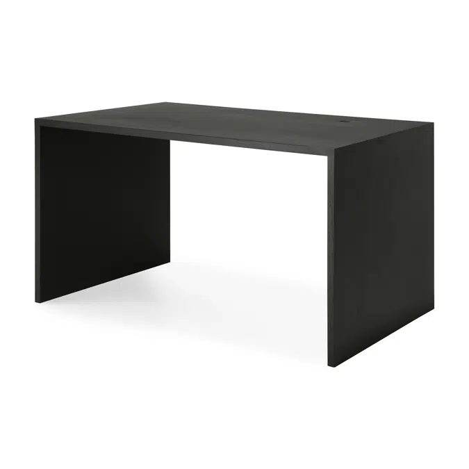 U desk - varnished oak - black - rectangular - with cable management - 140x70x76 cm