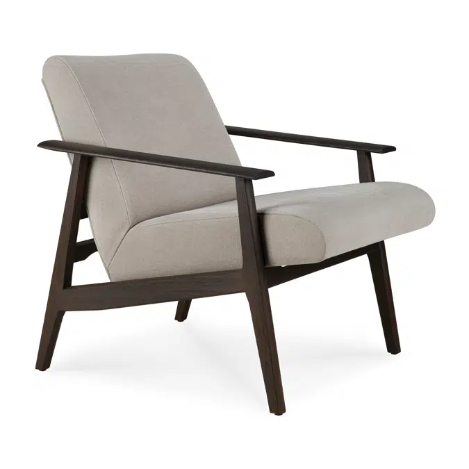 Aspekt lounge chair - varnished teak - dark brown - Warm Ash Eco fabric - 67x78x72 cm