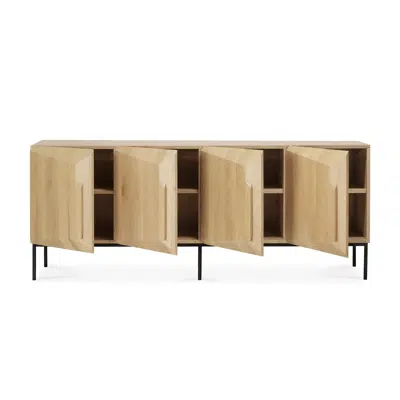 Stairs sideboard - varnished oak - 4 doors - 200x46x80 cm图像