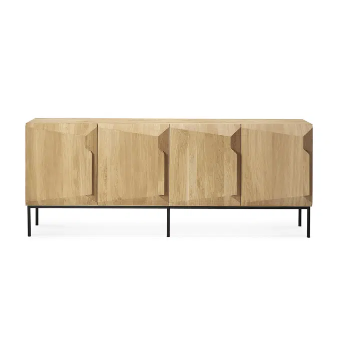 Stairs sideboard - varnished oak - 4 doors - 200x46x80 cm