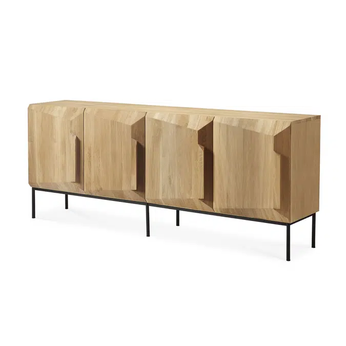 Stairs sideboard - varnished oak - 4 doors - 200x46x80 cm