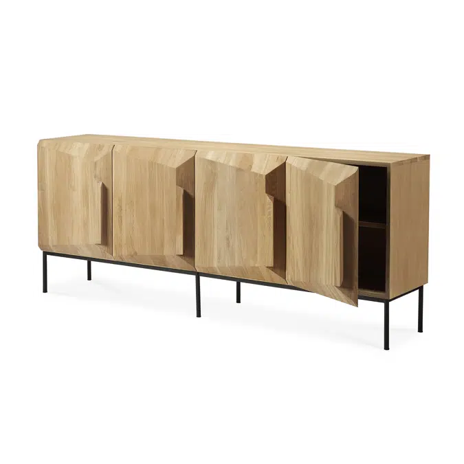 Stairs sideboard - varnished oak - 4 doors - 200x46x80 cm
