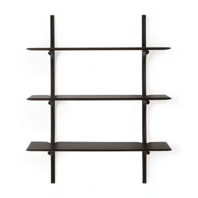 Image for PI wall shelf - varnished mahogany - dark brown - 3 shelves - 100x35x126 cm
