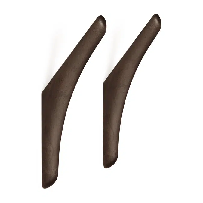 PI wall hanger - varnished mahogany - dark brown - set of 2 - 3x8x21 cm