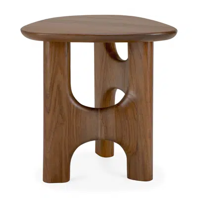 Image for Flow side table - varnished teak - wild brown - pebble shape - 50 x 44 x 47 cm