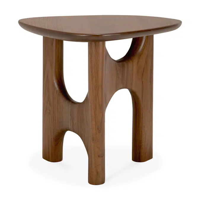 Flow side table - varnished teak - wild brown - pebble shape - 50 x 44 x 47 cm