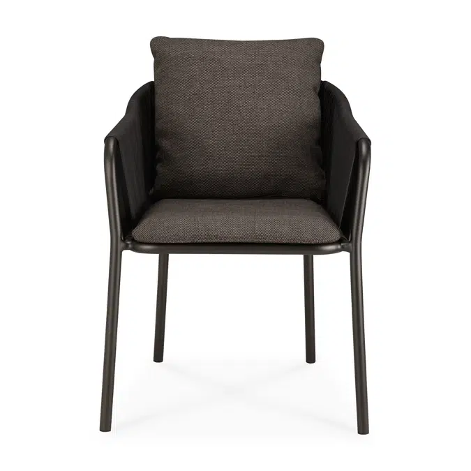 Capitan outdoor dining chair - aluminium - Dark Bronze - Dark Bronze cord - Dark Brown fabric 59x64x75 cm