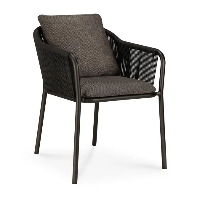 Capitan outdoor dining chair - aluminium - Dark Bronze - Dark Bronze cord - Dark Brown fabric 59x64x75 cm