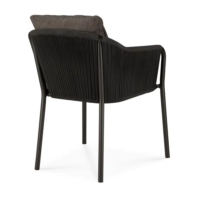 Capitan outdoor dining chair - aluminium - Dark Bronze - Dark Bronze cord - Dark Brown fabric 59x64x75 cm
