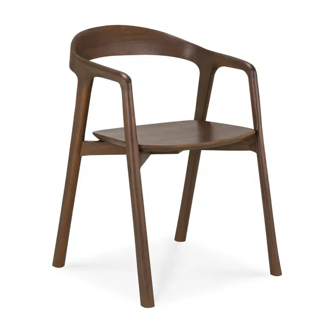 Bok dining chair - varnished teak - brown - with arms 52x58x76 cm