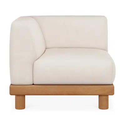 Image for Monocle outdoor modular sofa - teak - White fabric - end seater with R arm - 83 x 83 x 72 cm