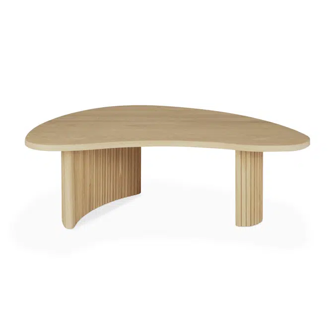 Boomerang coffee table - oak - pebble shape - 90x61x29 cm