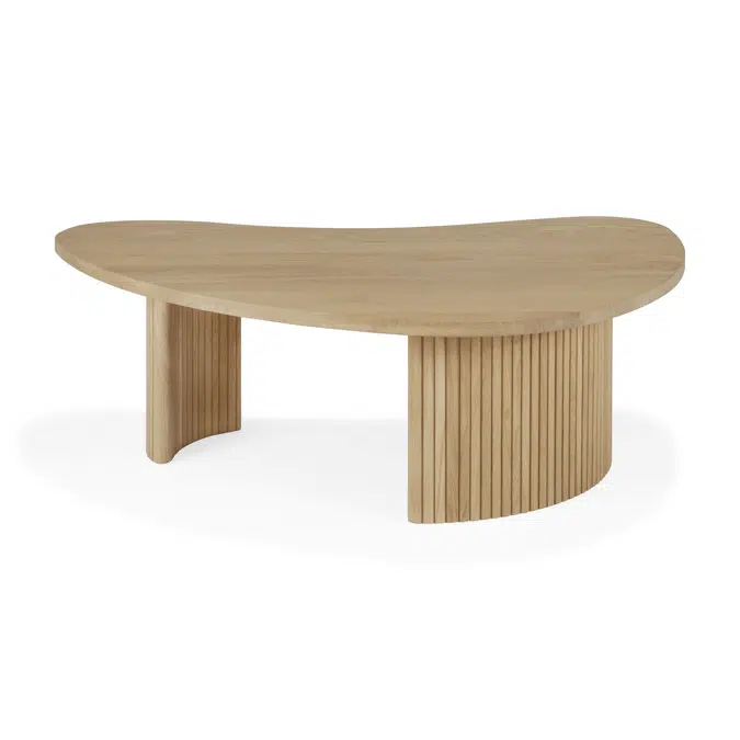 Boomerang coffee table - oak - pebble shape - 90x61x29 cm