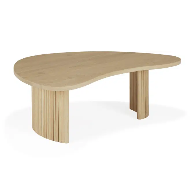 Boomerang coffee table - oak - pebble shape - 90x61x29 cm
