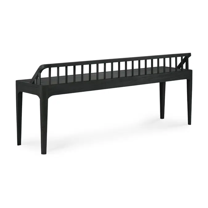 Spindle bench - varnished oak - black - 150x35x60 cm