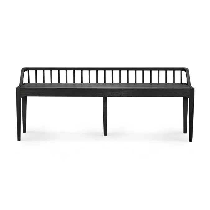 Spindle bench - varnished oak - black - 150x35x60 cm