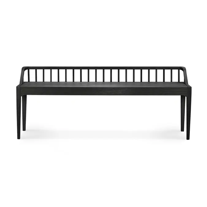 Spindle bench - varnished oak - black - 150x35x60 cm