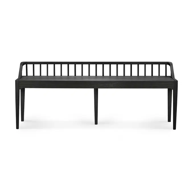 Spindle bench - varnished oak - black - 150x35x60 cm