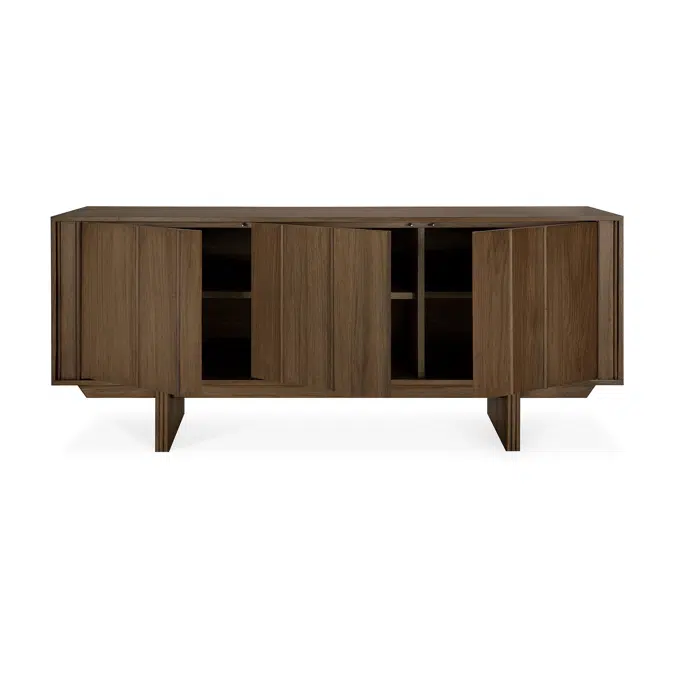 Pillar sideboard - varnished teak - wild brown - 3 doors - 169x45x70 cm