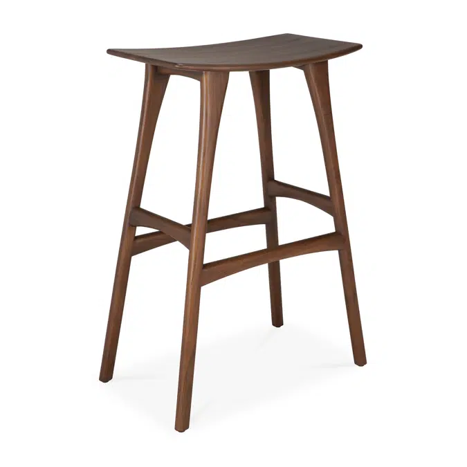 Osso bar stool - varnished teak - brown - 57x33x80 cm
