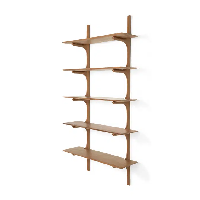 PI wall shelf - varnished mahogany - 5 shelves - 100x35x196 cm