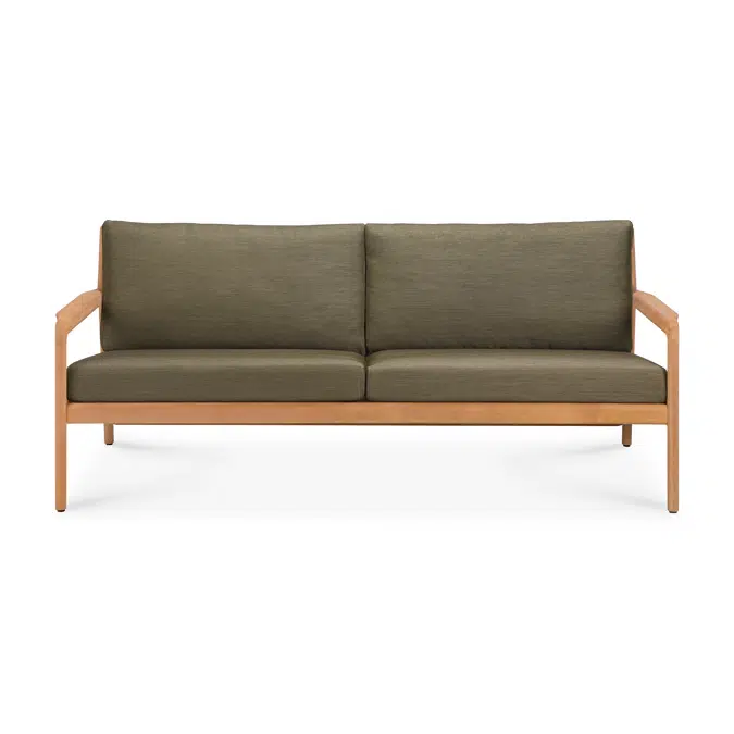 Jack outdoor sofa - teak - Green fabric - 2+ seater - 180 x 90 x 74 cm