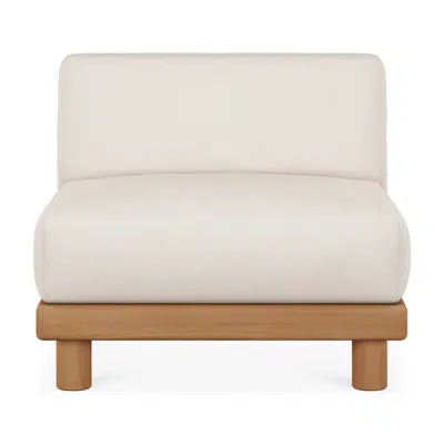 Image for Monocle outdoor modular sofa - teak - White fabric - 1 seater - 83 x 83 x 72 cm