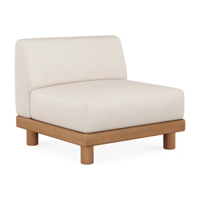 Monocle outdoor modular sofa - teak - White fabric - 1 seater - 83 x 83 x 72 cm