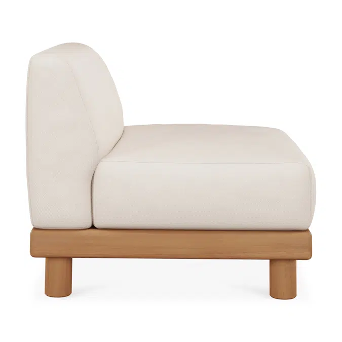 Monocle outdoor modular sofa - teak - White fabric - 1 seater - 83 x 83 x 72 cm