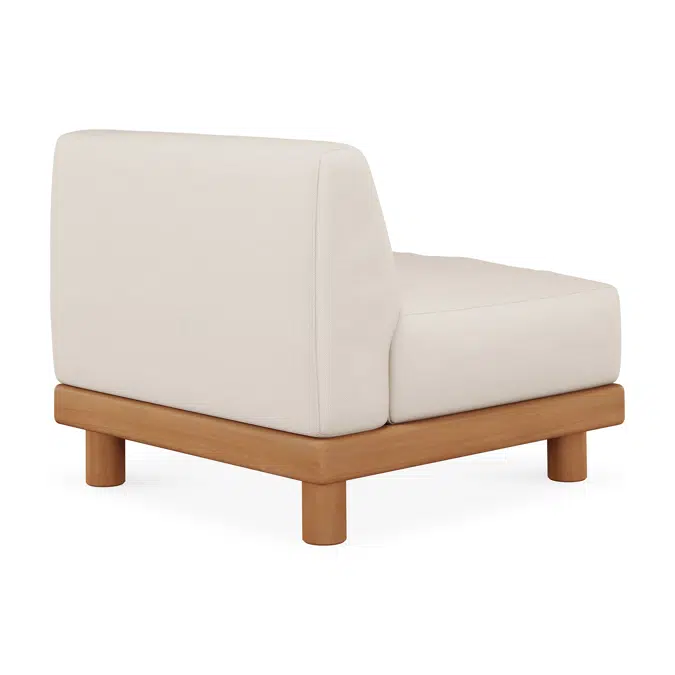 Monocle outdoor modular sofa - teak - White fabric - 1 seater - 83 x 83 x 72 cm