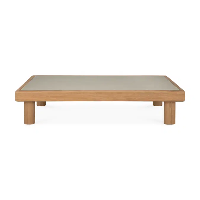 Monocle outdoor coffee table - varnished concrete top - Light Grey - teak base - rectangular - 120 x 83 x 25 cm