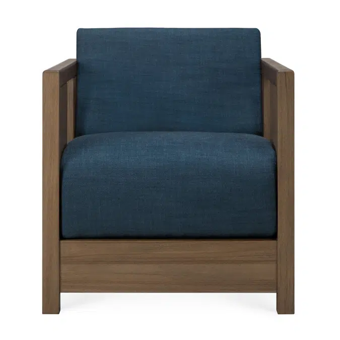 Roan lounge chair - varnished teak - wild  brown - Ink fabric  60x70x65 cm