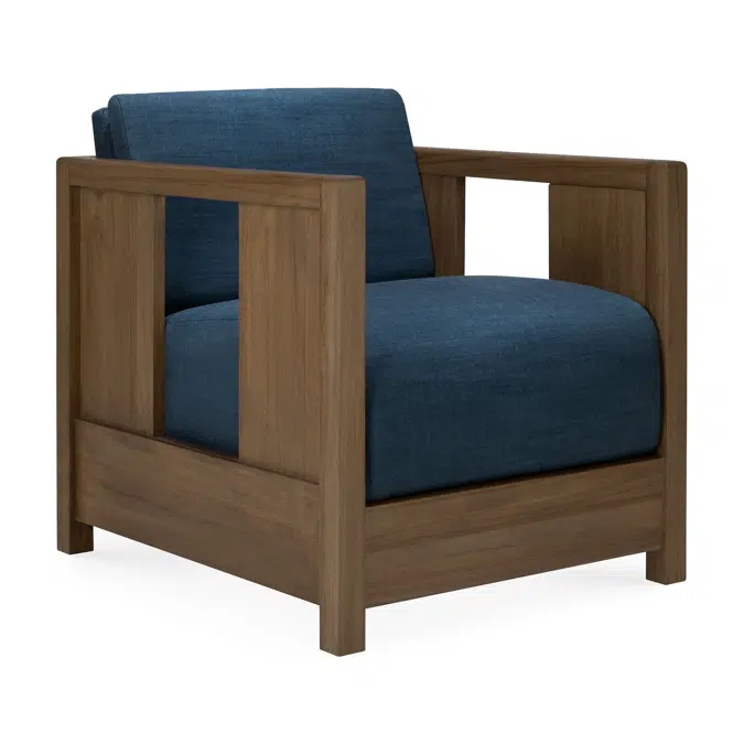 Roan lounge chair - varnished teak - wild  brown - Ink fabric  60x70x65 cm