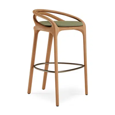 Image for Aleta outdoor bar stool - teak - Green structured 51x55x97 cm