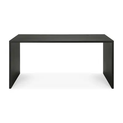 Image for U desk - varnished oak - black - rectangular - with cable management - 160x80x76 cm
