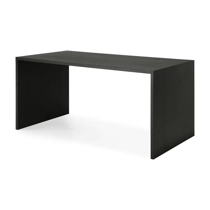 U desk - varnished oak - black - rectangular - with cable management - 160x80x76 cm